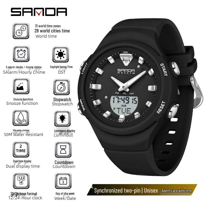 SANDA Dopamine Trend Waterproof Casual Wristwatch for Men and Women
