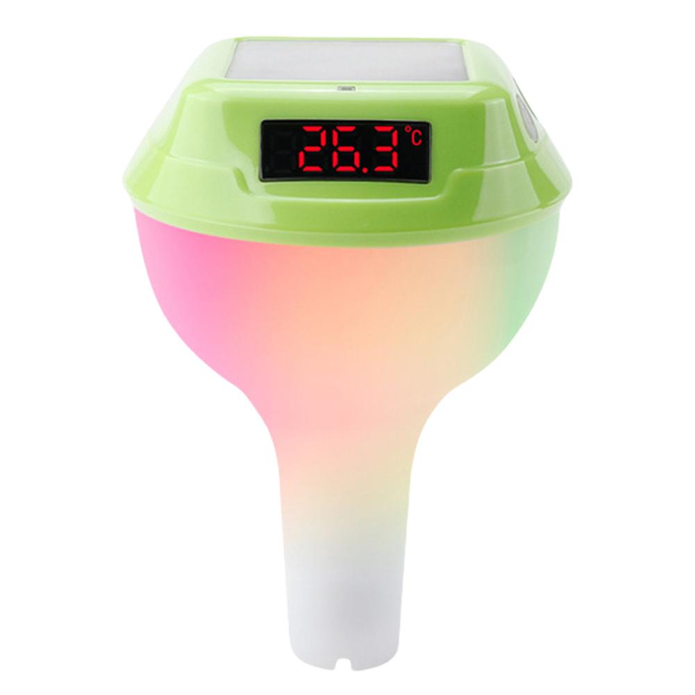 Solar Outdoor Pool Thermometer LED Display Floating Pool Thermometer with RGB Light Pool Tub Temperature Monitor Pool Supplies
