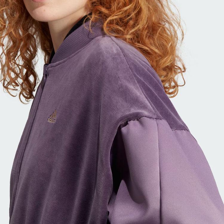 Adidas Embossed Monogram Reversible Logo Print Sports Jacket Women Jacket Dark-Gray Violet IM2595