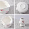5 Pieces of White Bow Decal Ceramic Matcha Set, Matcha Set Includes Matcha Bowl, Matcha Mixer and Holder, Bamboo Spoon, Sieve