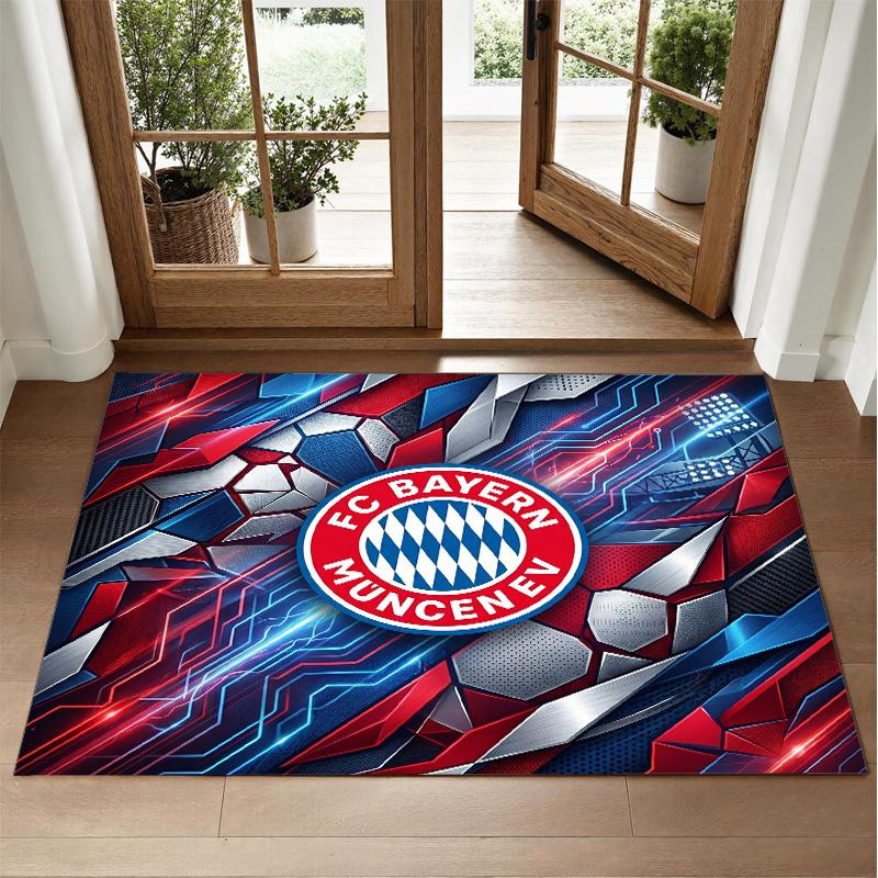 Bayern Munich Design Crystal Velvet Rug Soft Decorative Mat for Bedroom Entrance