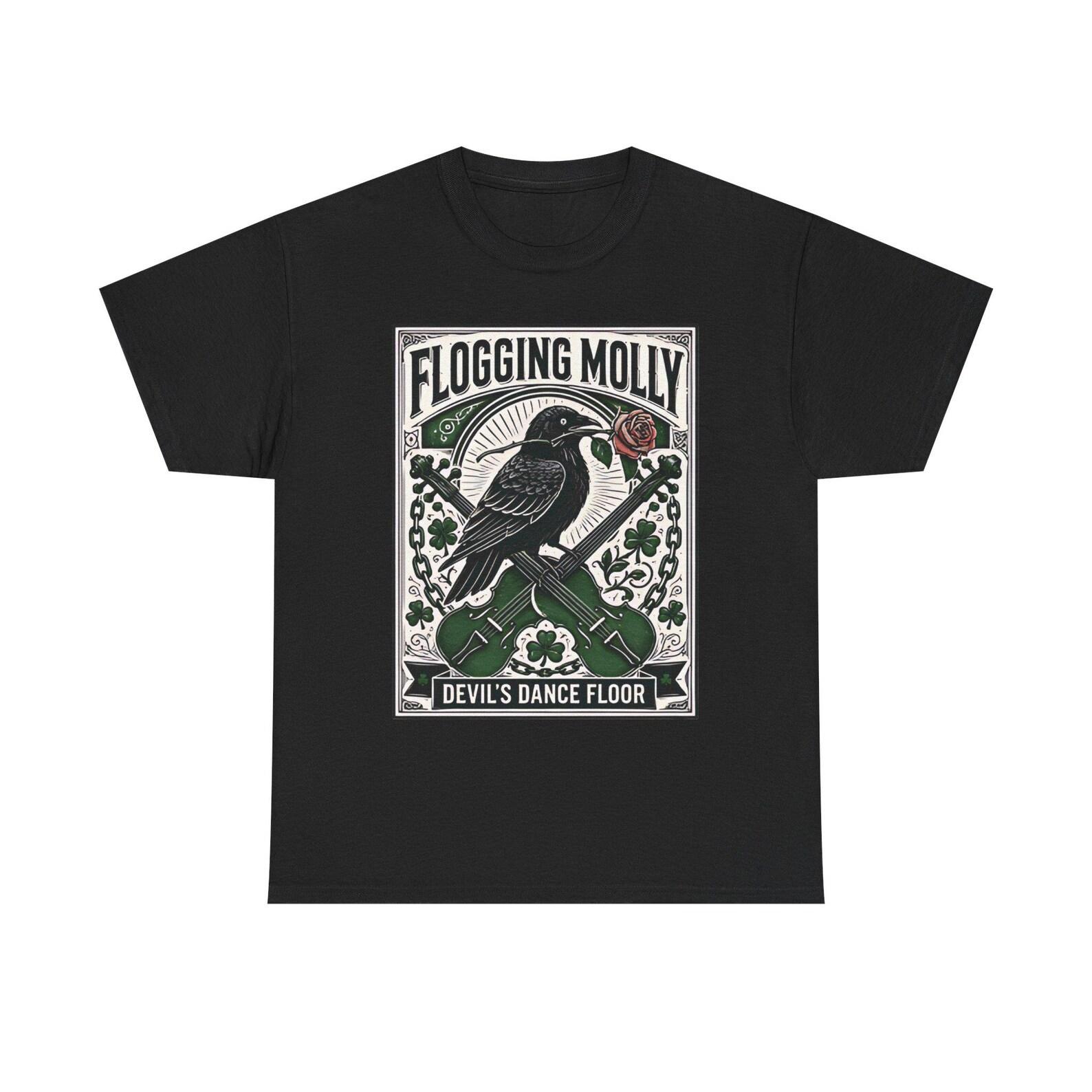 Raven with Crossed Violins Celtic Punk Tee | Irish Folk Vintage Poster 3XL