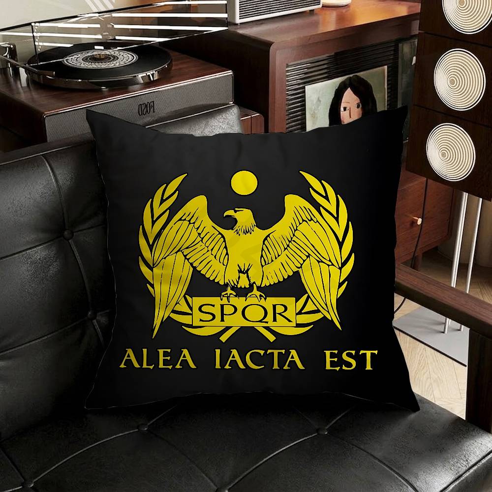 Retro Spqr Roman Empire Pillow Case Antidustmite Pillowcase Invisible zipper silky short plush Sofa cushion cover