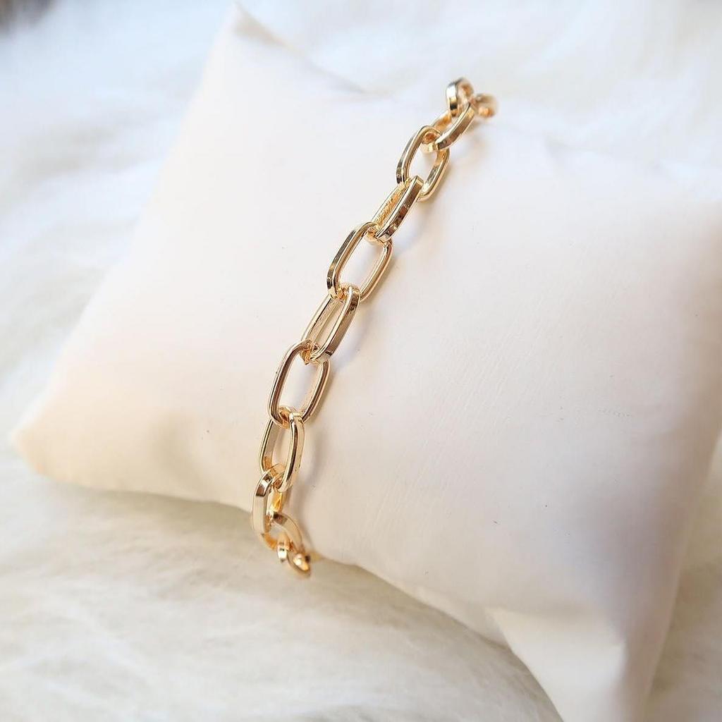 Unisex pozlacený Elegantní oválný obdélníkový řetízkový náramek Šperky Doplněk Dárek Móda