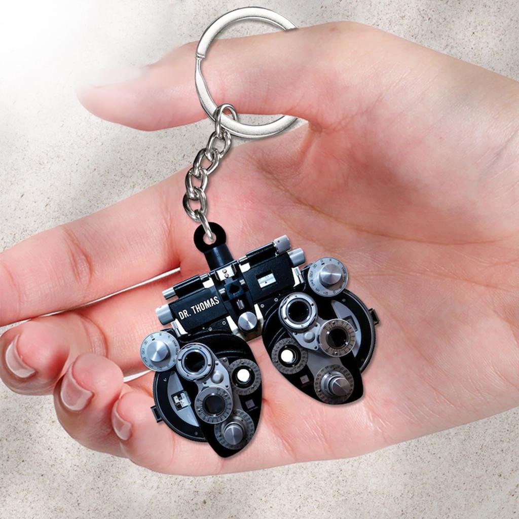 Fashionable Sturdy Acrylic Ophthalmometer Keychain Decoration for Optometry Enthusiasts And Backpack Accessories