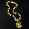Men Hip Hop 3D Tiger Pendant Necklace with 13mm Crystal Cuban Chain Iced Out Bling Necklaces HipHop Women Fashion Charm Jewelry