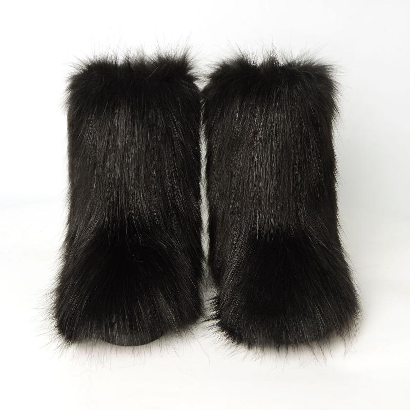 New European and American Spice Girls Fluffy Boots Women'sTide Autumn and Winter Warm Thick-soled Medium Boots Fluffy Boots Shibuya Fashion Snow Boots