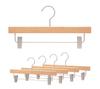 Ninian and Kino Wooden Hangers for Pants and Set of Premium Matte Clear Natural Wood Clips for Trousers and Lotus Rotation Skirts, 5, Finish,