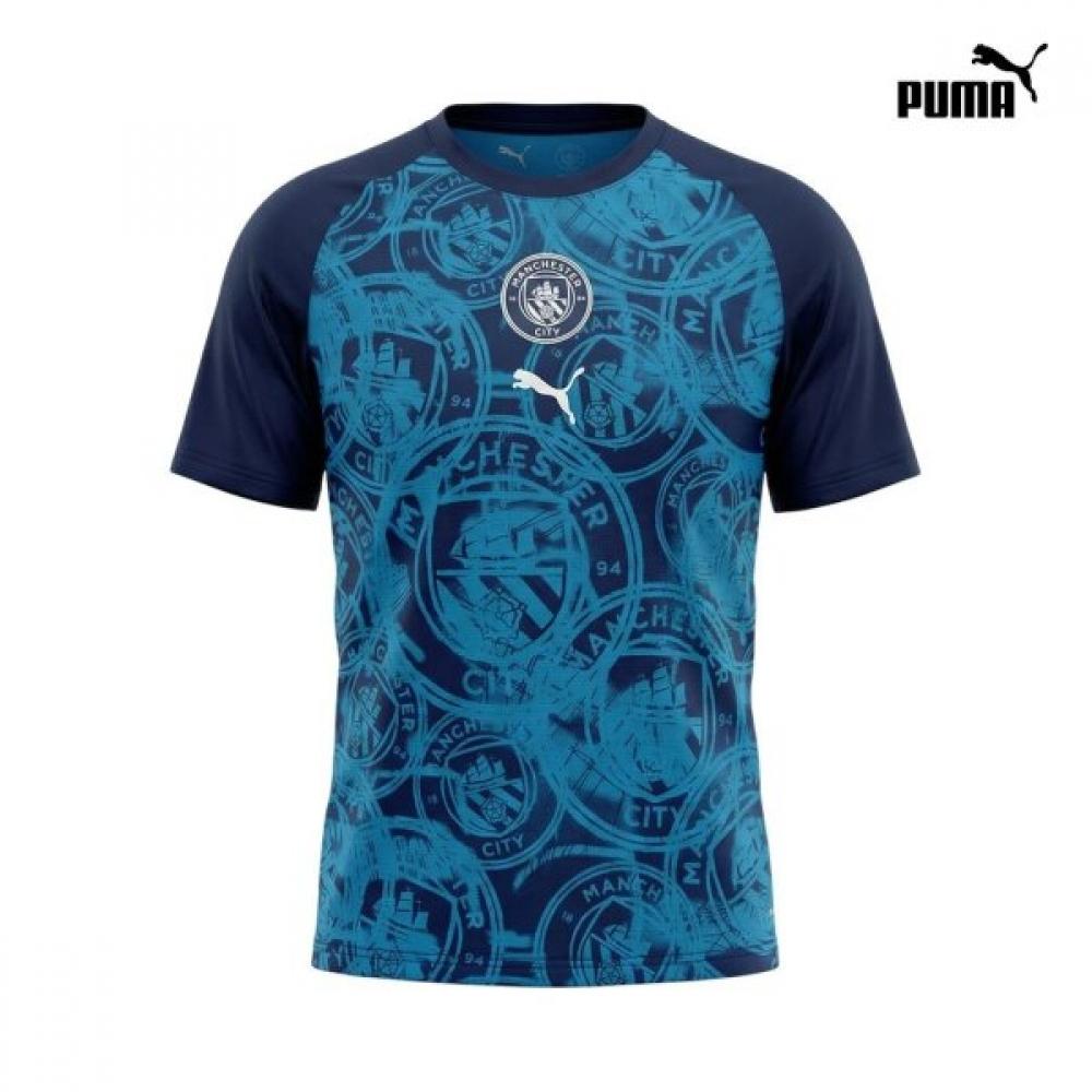 Puma Men Manchester City Warm Up Jersey Soccer Training Short Sleeve Top 100L