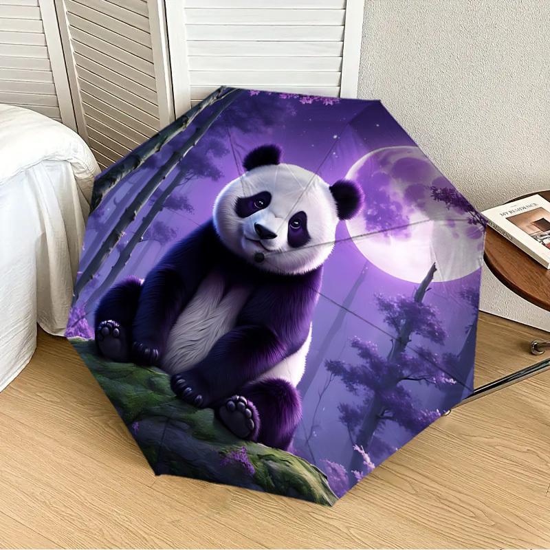

1PC Panda Moonlit Forest Automatic 8-Bone Folding Umbrella - Durable Polyester & Iron Frame,Userfriendly Operation yy250929119