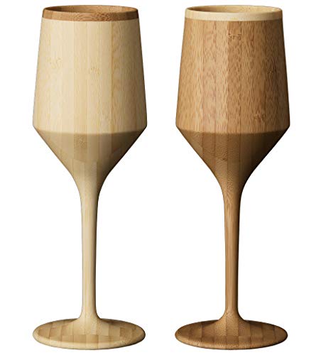 RIVERET Vessel Cocktail Glasses, Sherry, 180ml, Pair, Bamboo, Dishwasher Safe, White/Brown, RV-112WB