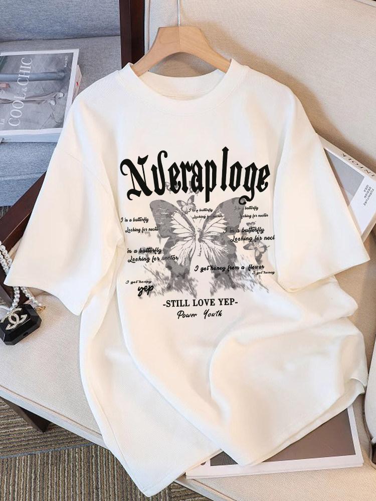 Summer Fashion Unique Design Pure Cotton Printed Unisexs and Womens Clothing New Personalized Loose Casual Round Neck Tshirt