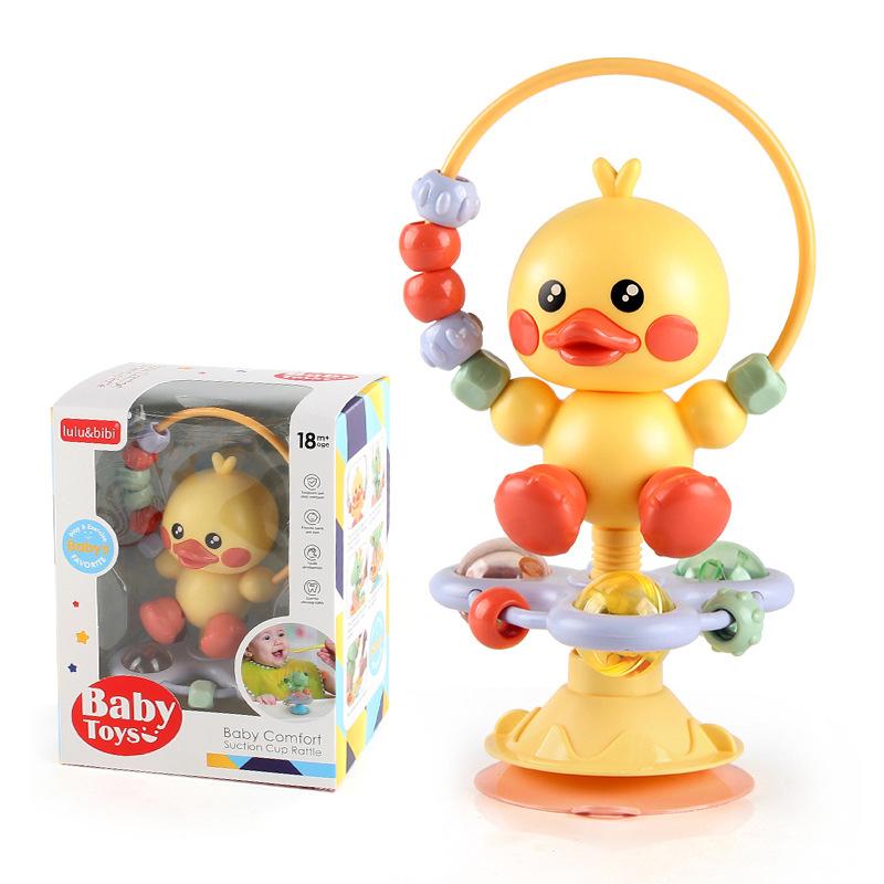 Baby Cartoon Soothing Ringing Toys Rattles Set Infant High Chair Toy Table Suction Cup Toy Interactive Development Baby Tray Toy