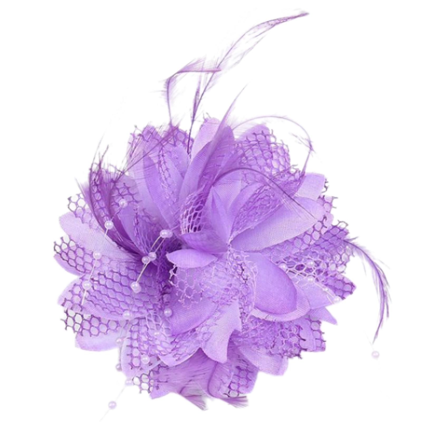 

Elegant Flower Feather Hair Clip for Women and Girls Hair Accessory for Weddings Parties and School Performances світло-фіолетового кольору