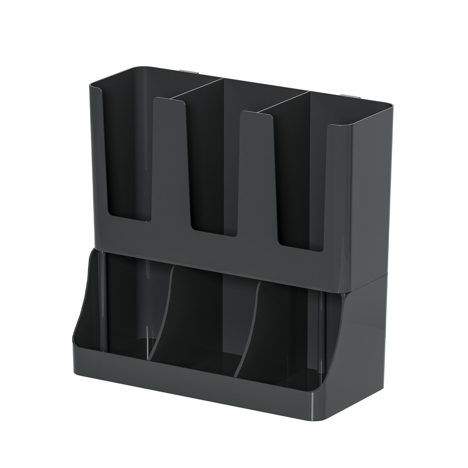 

Coffee Station Organizer, Wall-mounted Coffee Bar Organizer for Countertop, Condiment and Cup Storage Organizer, Bar Accessories чёрный