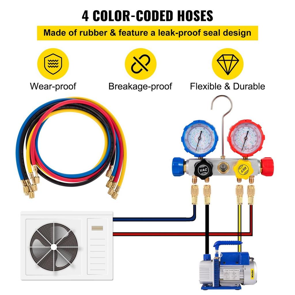 AC Vacuum Pump Manifold Gauge Set 4.8 CFM 5PA HVAC Vacuum Pump With Box