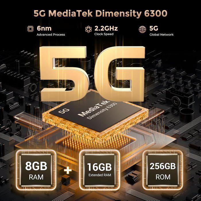 Téléphone Portable Incassable 5G FOSSiBOT F112 Pro 24Go+256Go 6.88” Smartphone Robuste Android 14 7150mAh 50MP Dual SIM/NFC Vert