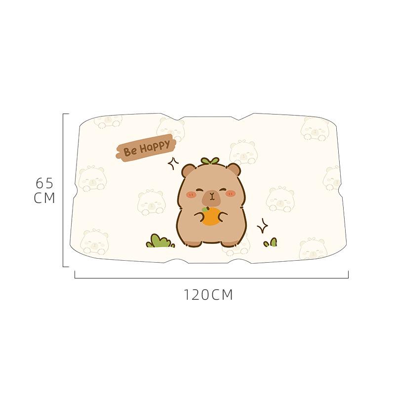 Blue Rain Capybara Car Sunshade - Universal Cartoon Windshield Sun Blocker