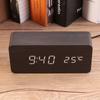 Electronic Digital Wooden LED Alarm Clock Sounds Control Temperature Desktop 1#
