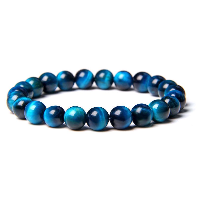 Natural Green Elastic Beaded Tiger Eye Bracelet