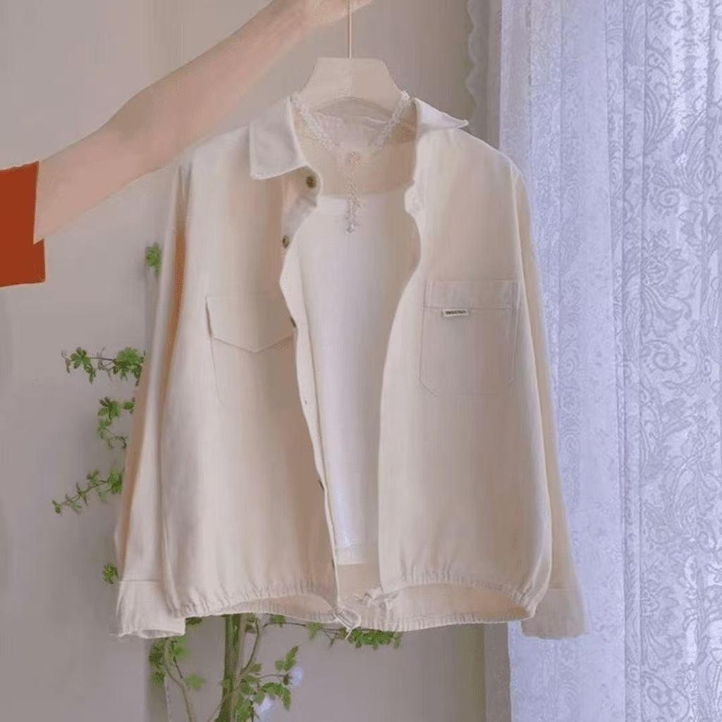 Women's Spring/Summer 2026 Pink Polo Collar Short Shirt Jacket