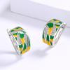 Pastoral Green Mori Enamel Zircon Earrings Women'S Elegant Stud Earrings Wedding Vacation Jewelry