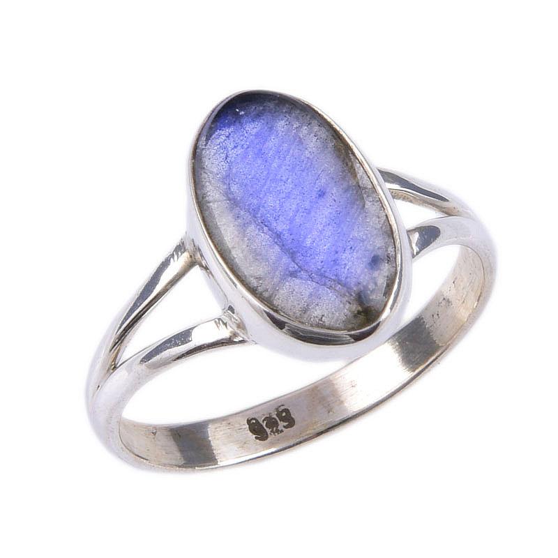 Natural Labradorite Gemstone Handmade 925 Solid Sterling Silver Ring Size 8 R5Z67