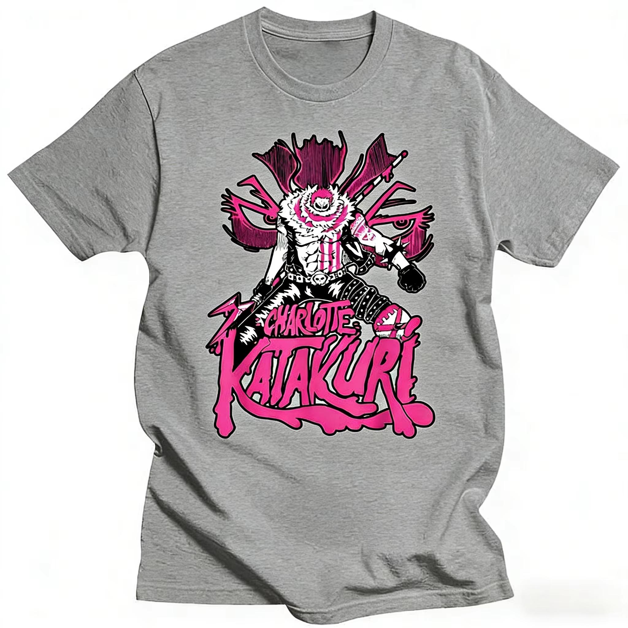

Retro One Piece Katakuri Print TShirt Edgy Anime Streetwear 100 Cotton Loose Fit Casual Tee for One Piece Fans M