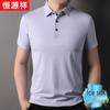 Hengyuanxiang Men's Summer Ice Silk Short Sleeve Polo Shirt