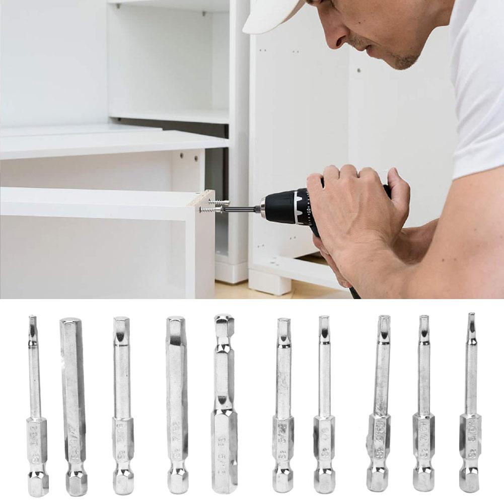 10PCS Hex Shank Screwdriver Bits Magnetic BST Bits 018 60mm Length