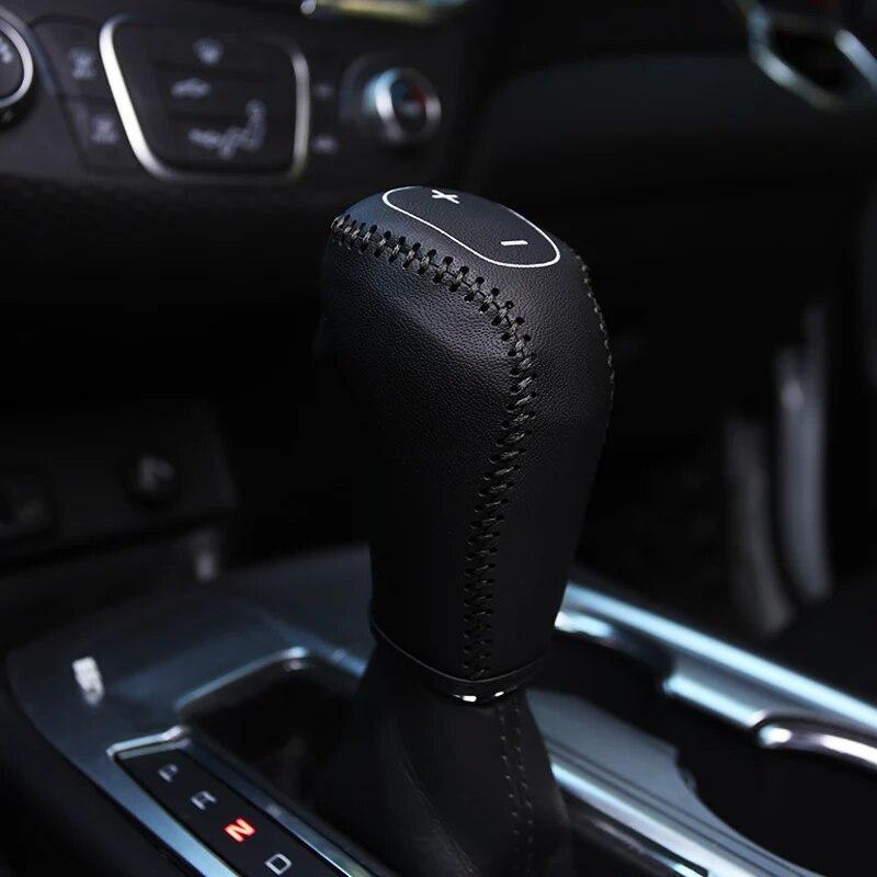 My Good Car Black Leather Car Gear Head Shift Knob Protection Cover Case For Chevrolet ChevyEquinox 2016-18 Accessories