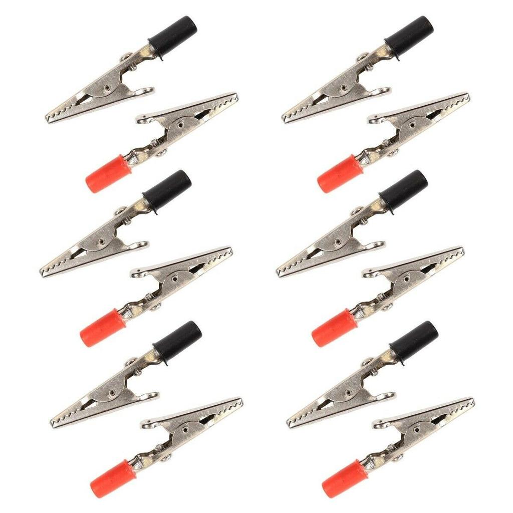 12x CROCODILE  For Alligator CLIPS SHOCKPROOF Insulated Electrical Croc Battery