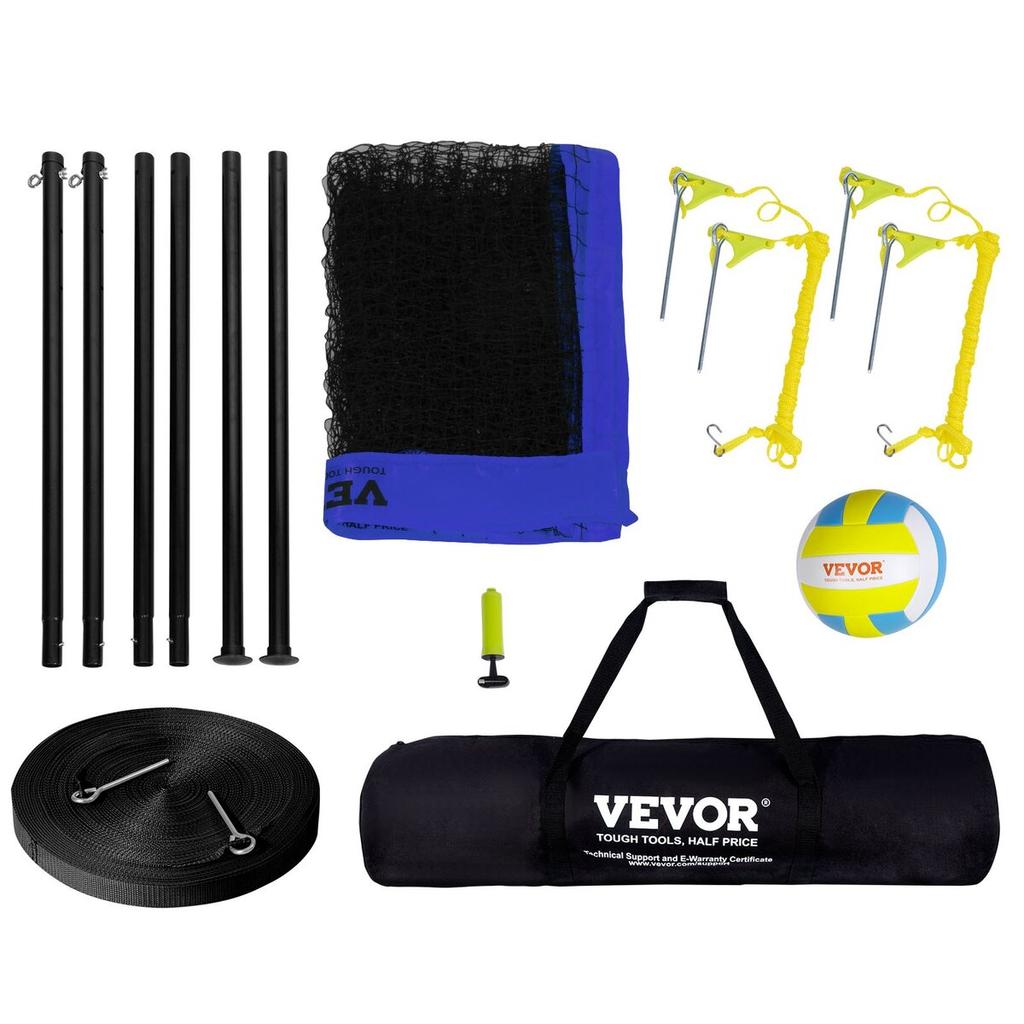 Sistema di Rete Portatile da Pallavolo per Esterni, Pali in Acciaio Regolabili in Altezza, Set da Pallavolo Professionale con Pallone in PVC, Pompa, Borsa per il Trasporto, Robusto