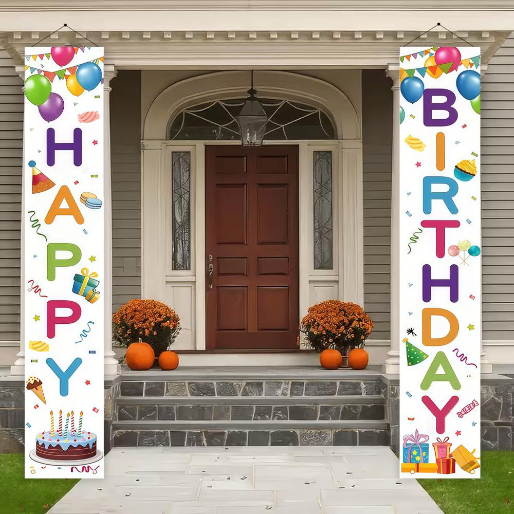 Happy Birthday Couplet Banner Balloon Cake 1 Pair Indoor Outdoor Decor