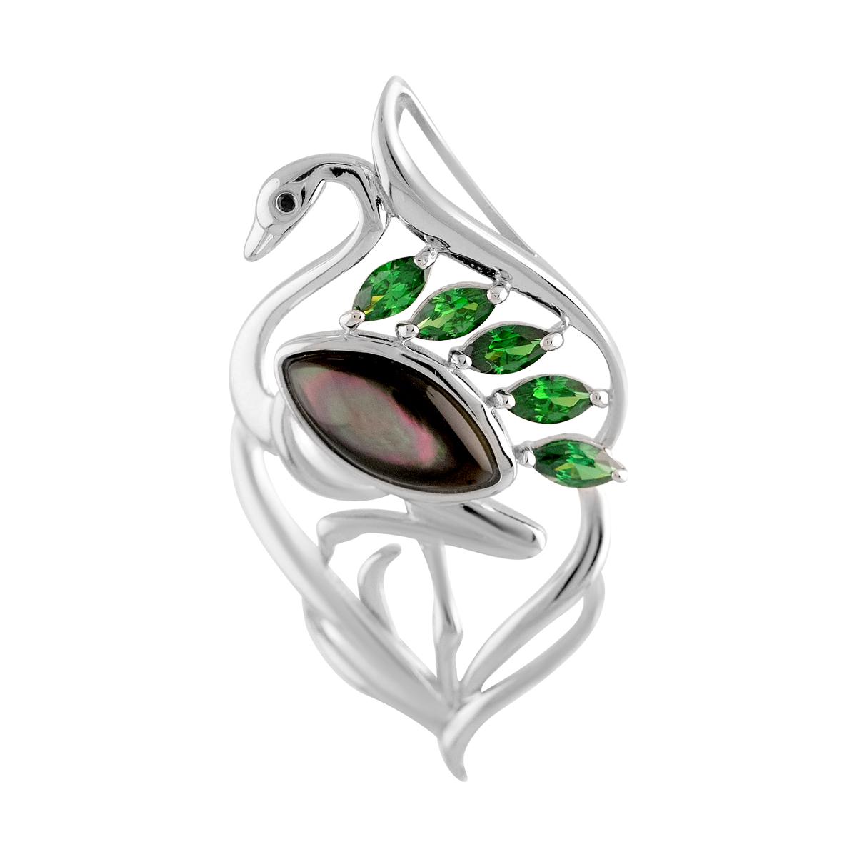 

Срібна брошка з натуральним перламутром (2109358) білий