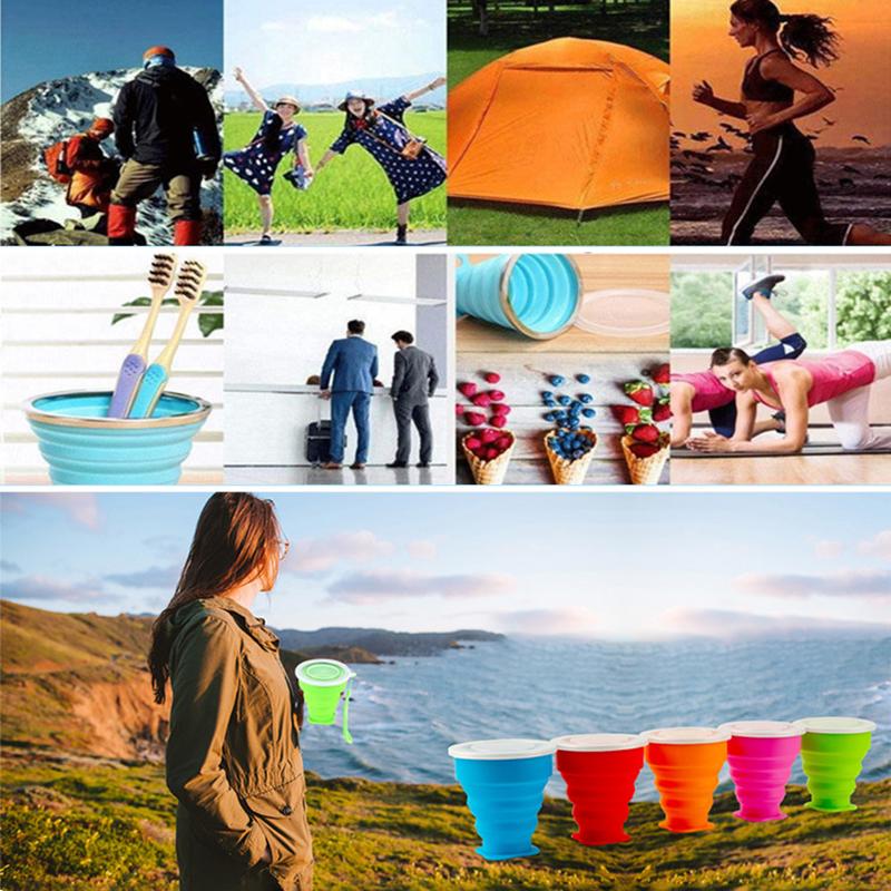 180Ml Folding Cup Food Grade Retractable Silicone Folding Cup Portable Portable Cup Outdoor Leisure Can Carry Coffee Cups