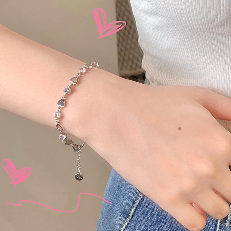 Women's Zircon Bracelet: Simple Design, Handmade Hollow Heart Jewelry, Versatile Gift