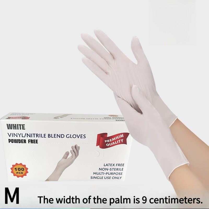 100PCS plastic disposable nitrile gloves mixed nitrile gloves thickened food grade composite nitrile protective gloves