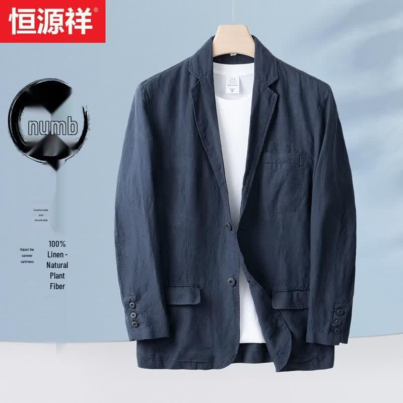 Hengyuanxiang Men s 100% Linen Lightweight Casual Suit Jacket 2XL