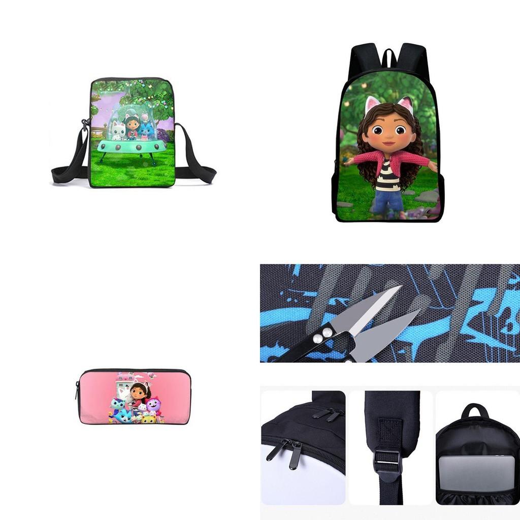 Gabby's Dollhouse Backpack Featuring Stylish Cartoon Design And Adjustable Shoulder Straps For Students