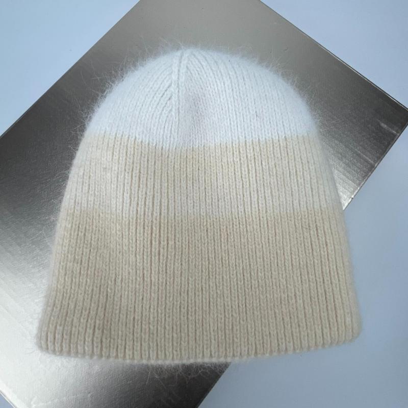 Women'S Winter Beanie Rabbit Fur Double Layer Ear Protection, Knitted Color Matching All Match Warmth Cozy & Fashion