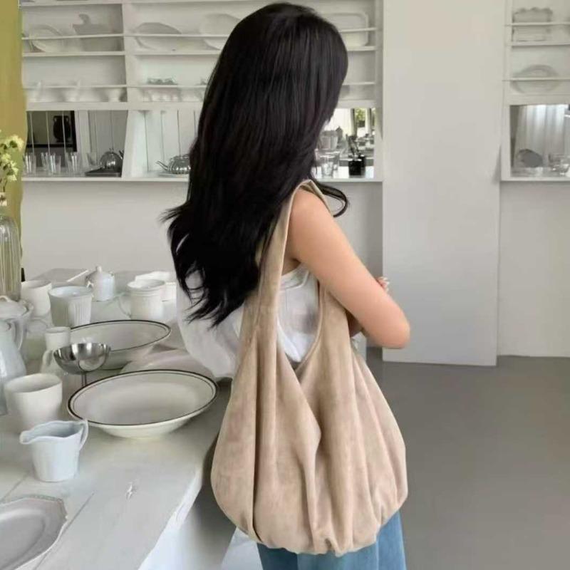 New Korean Version of Fashion Flannel Shoulder Bag, Simple Tote Bag, Literary and Lazy Leisure Bag, Simple and Versatile