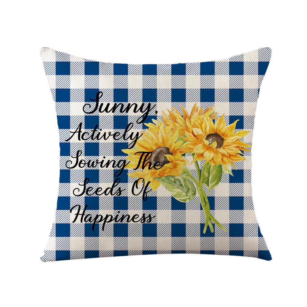 Home Decoration Pillowcase Set Watercolor Plaid Sunflower Pillowcase Spring High-end Home Cushion Cover
