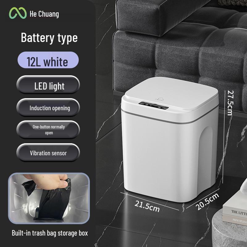 Waterproof Smart Sensor Trash Can with Automatic Lid for Kitchen, Bathroom, and Living Room