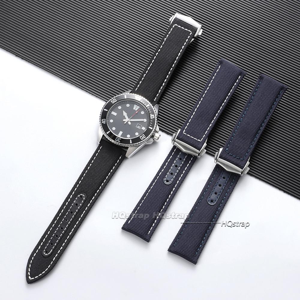 20mm 22mm Canvas Nylon Watchband for Omega for SEAMASTER 300 Men Deployant Clasp Strap Watch Accessories Leather Sport Bracelets