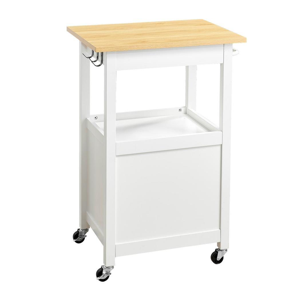 VEVOR Kitchen Island Cart with Single Door Cabinet, Mobile Carts with Drawer, Towel Rack, Hooks, Portable Table on Swivel Wheels