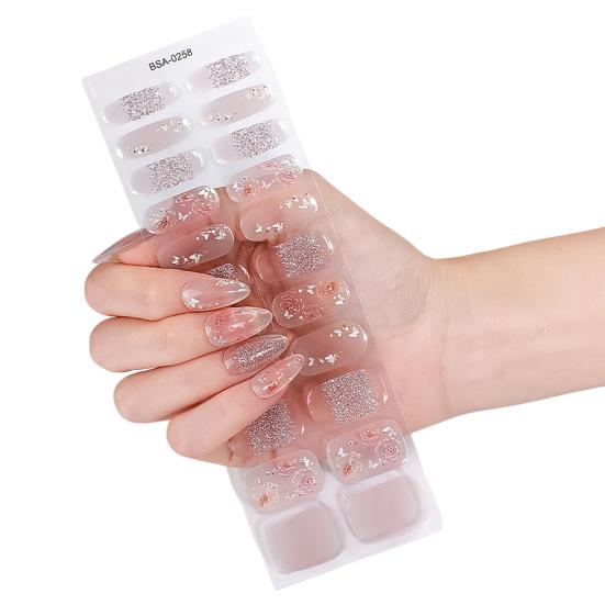 

Gel Nail Strips with File Easy Apply Remove Self Adhesive Nail Sticker Decal Women Home Manicure DIY Nail Polish Wrap 3