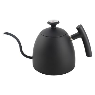 Kaffeekessel, 800 ml Fassungsvermögen, schwarzer Schwanenhals-Kaffeekessel aus Edelstahl mit Thermometer für