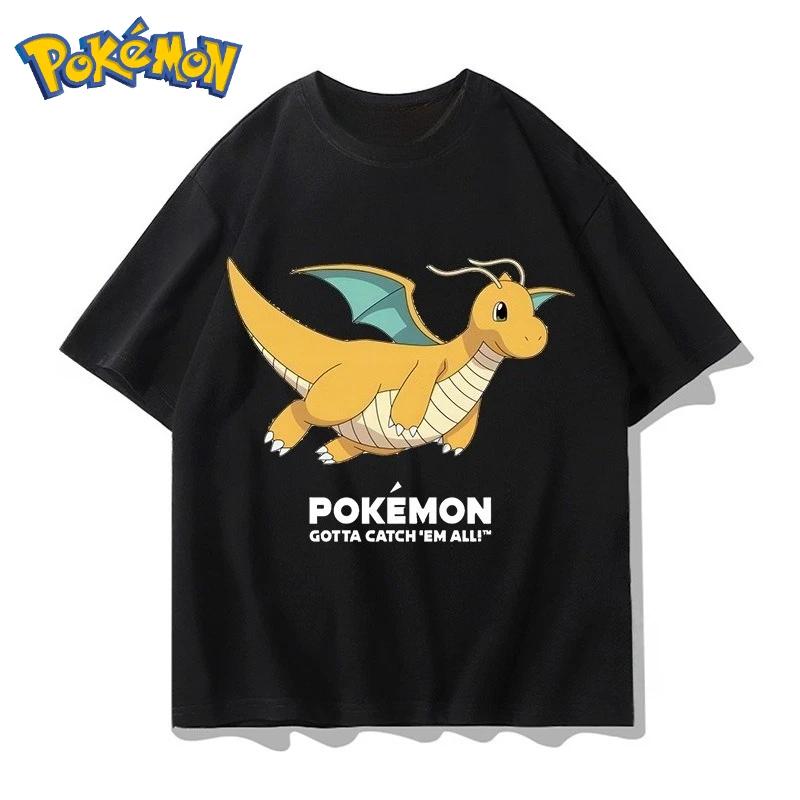 Cute Pikachu Pokémon Printed TShirt Unisex Summer Y2K Harajuku Style Loose Casual Short Sleeve Top for Street Wear