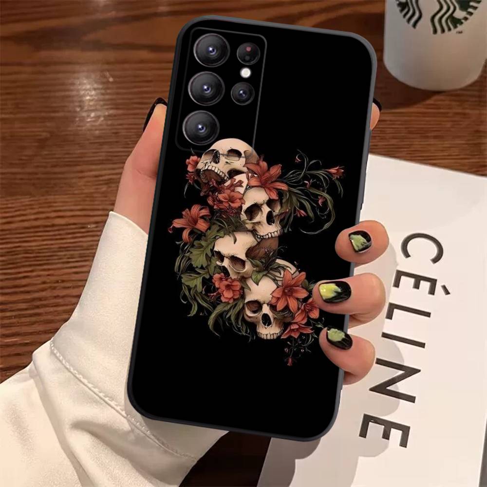 Skull Gothic Creepy Pastel Goth Case For Samsung Galaxy Case S25 S23 S22 S21 S30 S20 S10 Ultra Plus FE TPU Soft Cover
